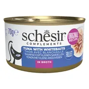 12x Schesir Kattenvoer Tonijn en Witvis in Boullion 70 gr