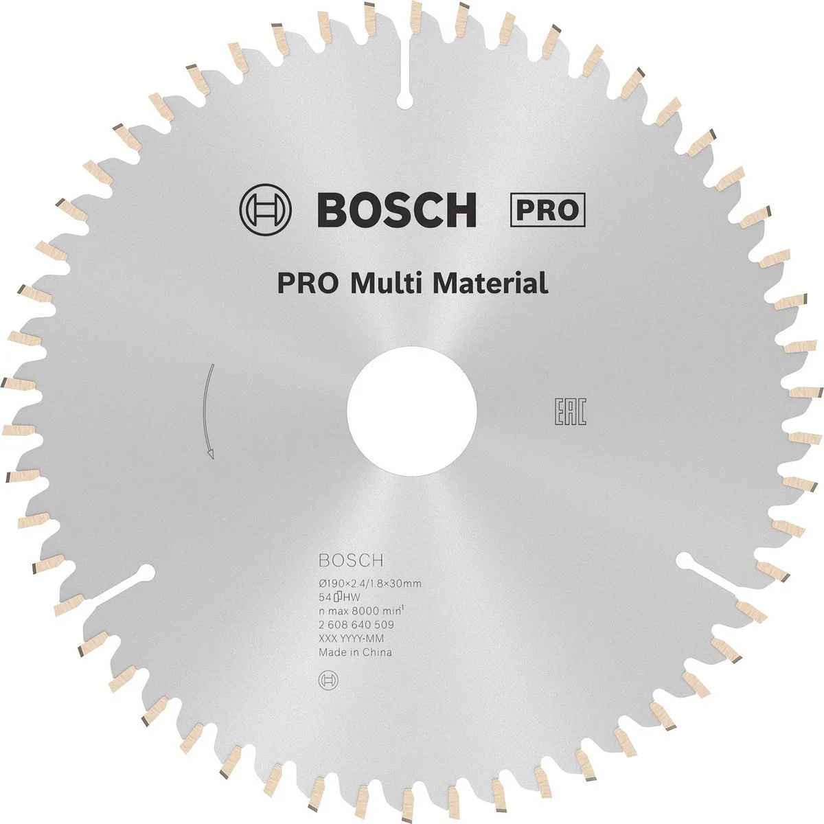 Bosch Professional Cirkelzaagblad PRO Multi Material | Ø 190 x 2,4 x 30mm 54T - 2608640509