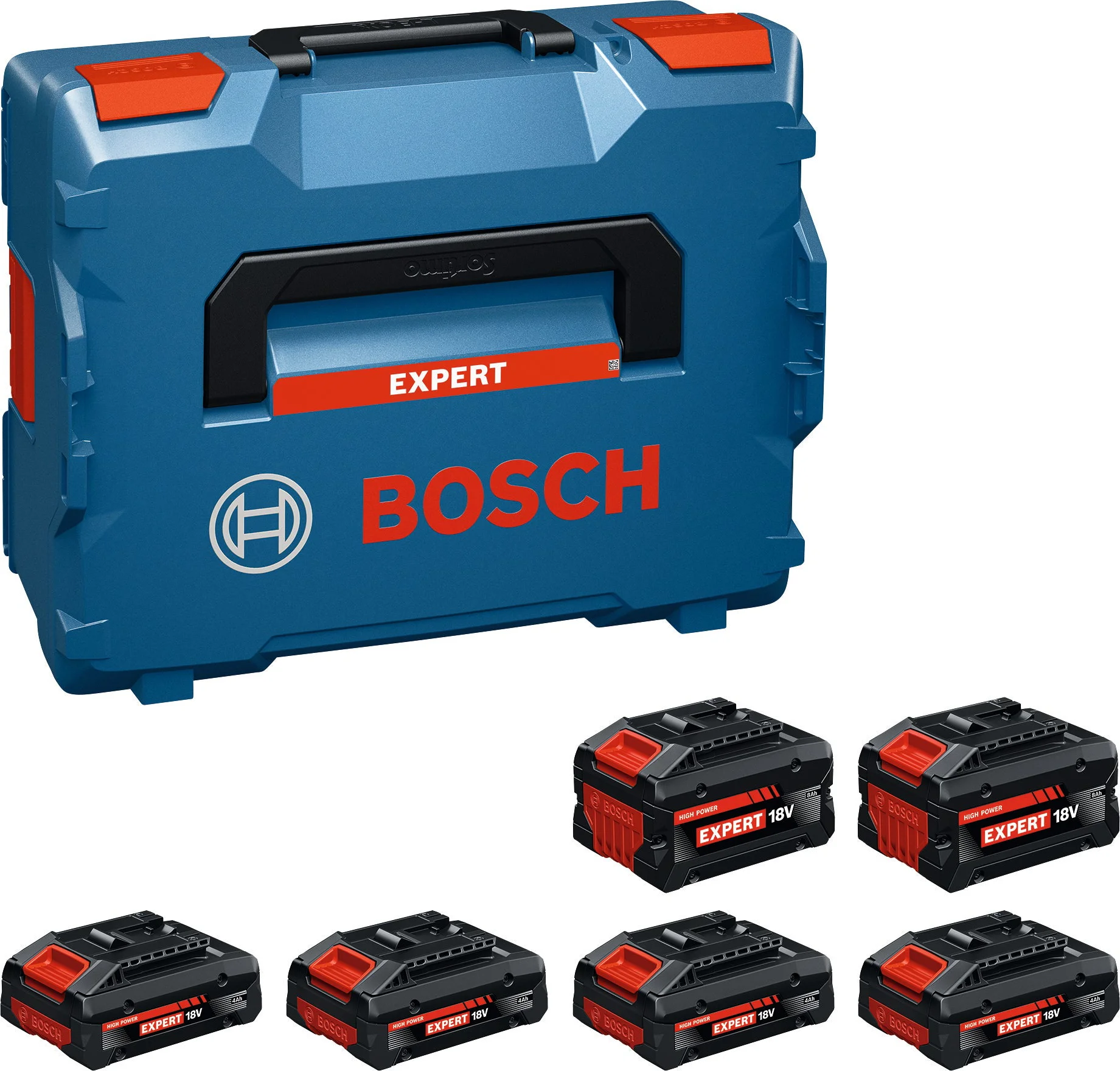 Bosch Professional EXPERT Accu starterset 4x EXBA 18V-40 + 2x EXBA 18V-80 in L-Boxx - 1600A0373G