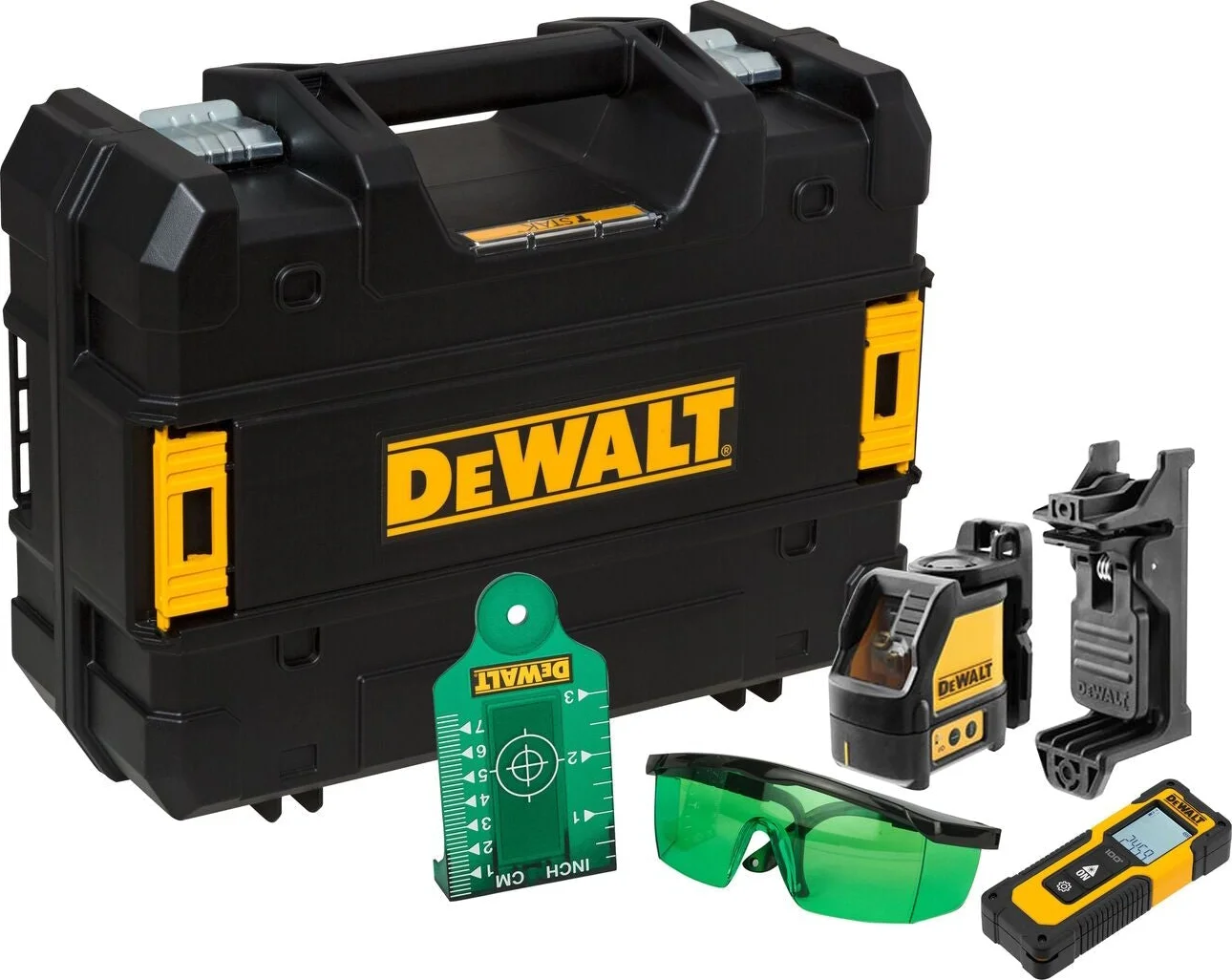 DeWALT DW0887100-1 Combiset: DW088CG Kruislijnlaser Groen + DWHT77100 Afstandsmeter