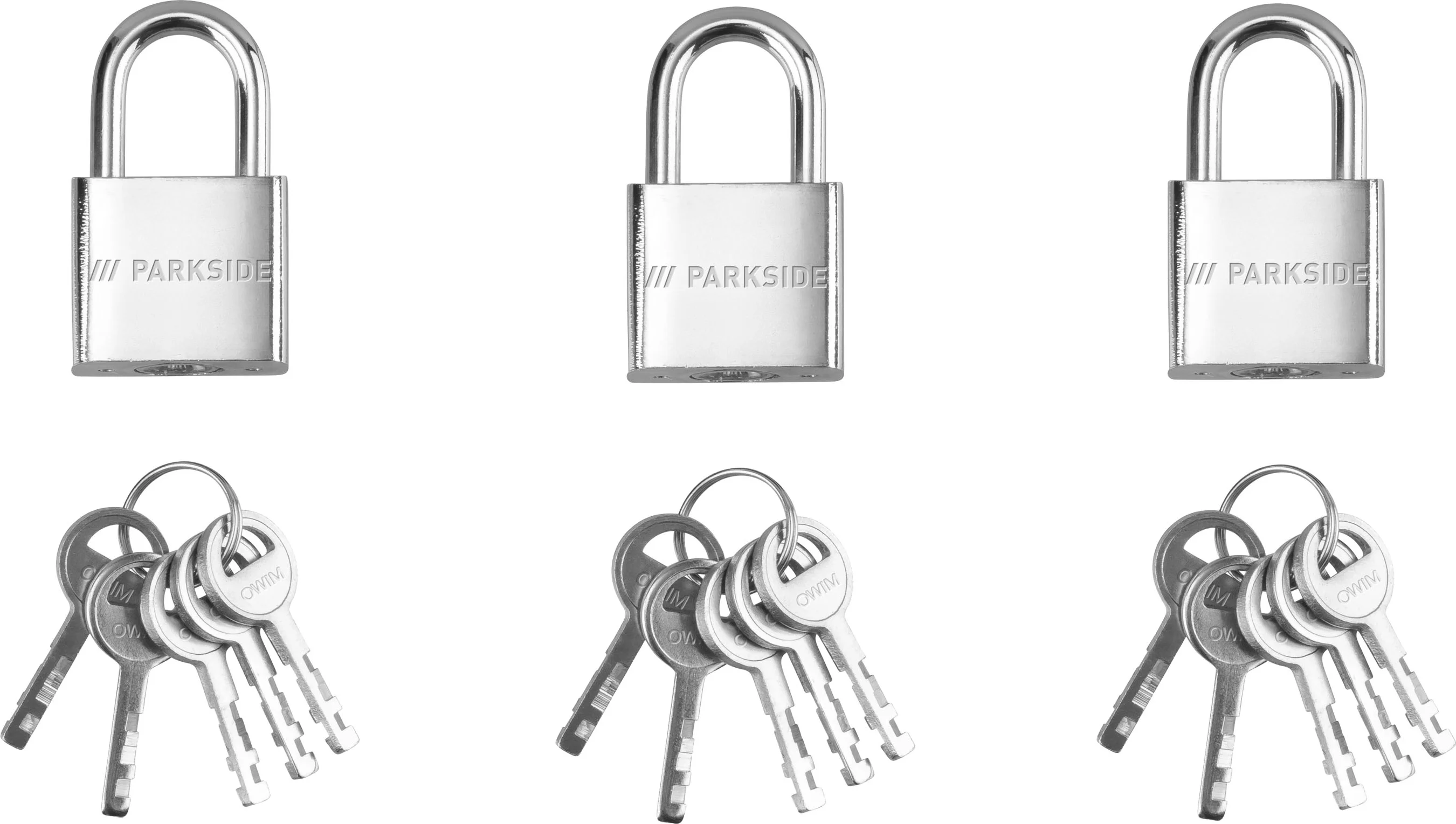 PARKSIDE Hangslot, cijferslot of staalkabel (Hangsloten 3-delig)