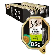 22x Sheba Mini Filets Adult Kattenvoer Natvoer Konijn in Saus 85 gr