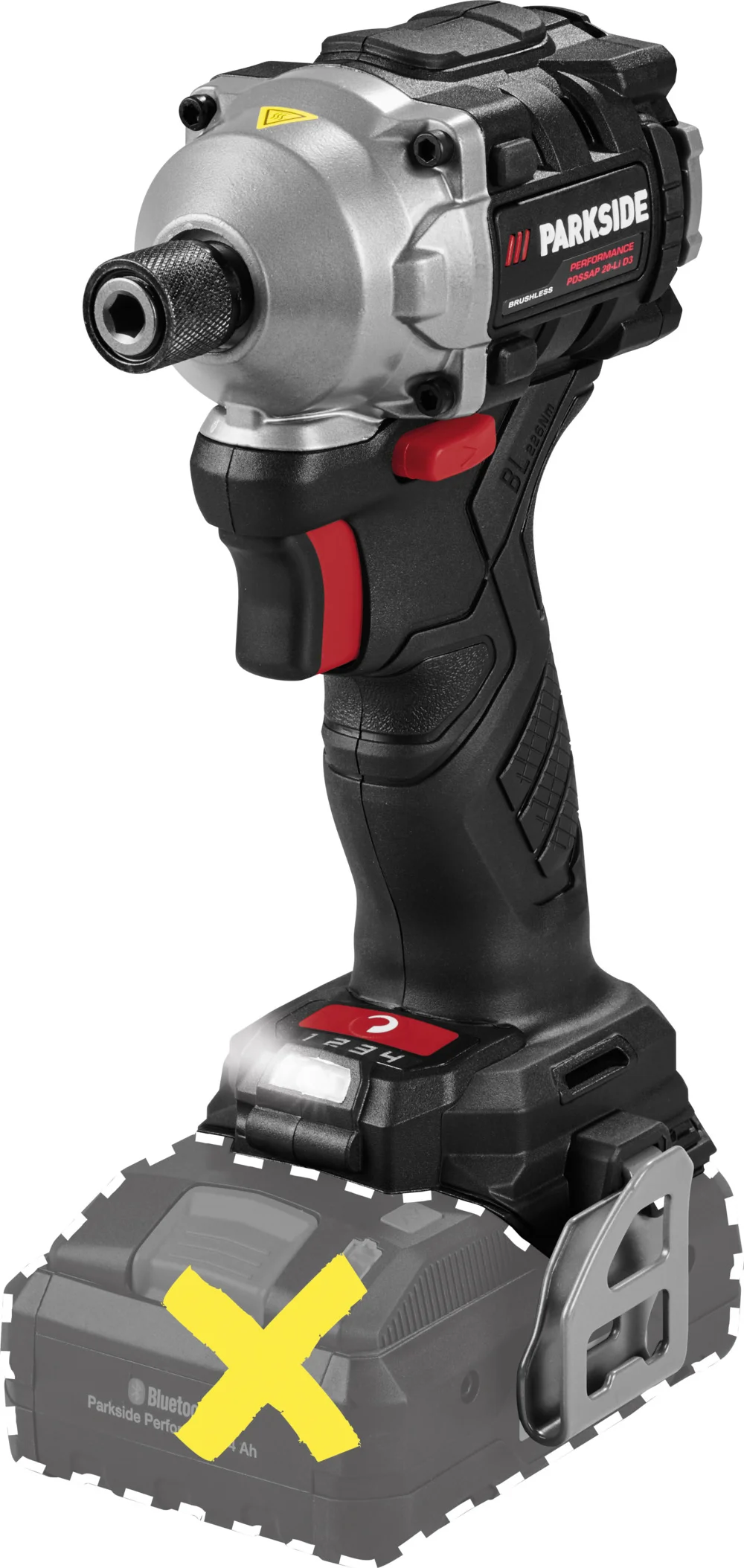 PARKSIDE PERFORMANCE Accu-slagschroevendraaier 1/4" 20 V zonder accu en lader