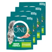 4x Purina ONE Kattenvoer Droog Indoor Kalkoen 800 gr