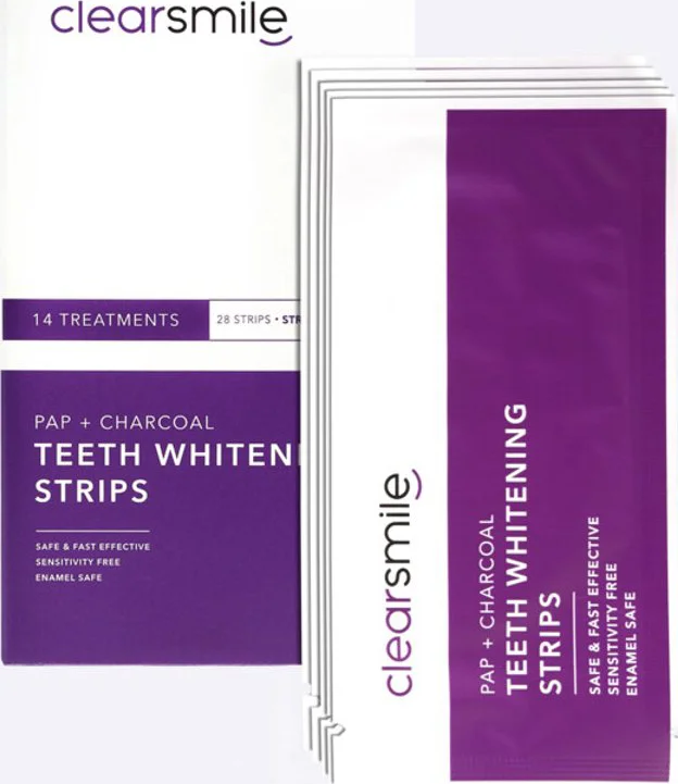 Clearsmile PAP + Charcoal Teeth Whitening Strips Strawberry 14ST