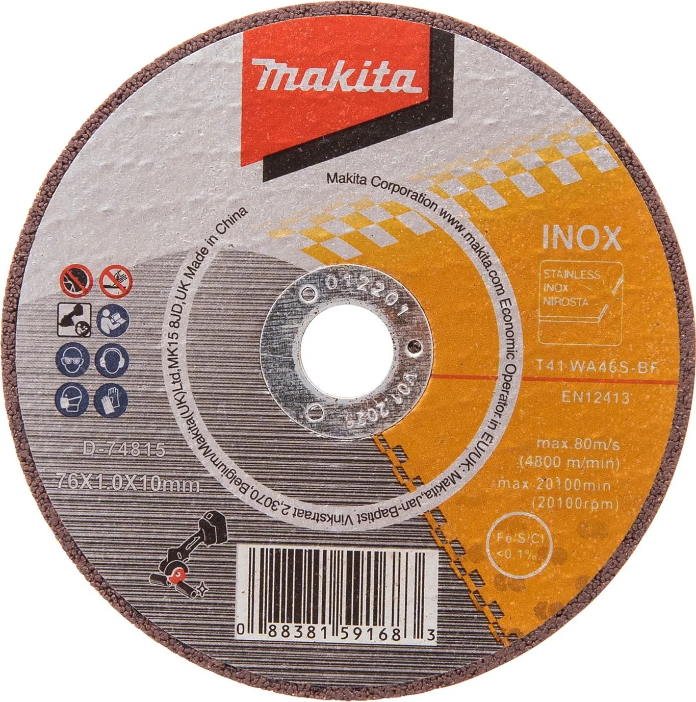 Makita D-74815-5 Doorslijpschijf RVS 76 mm VE=5