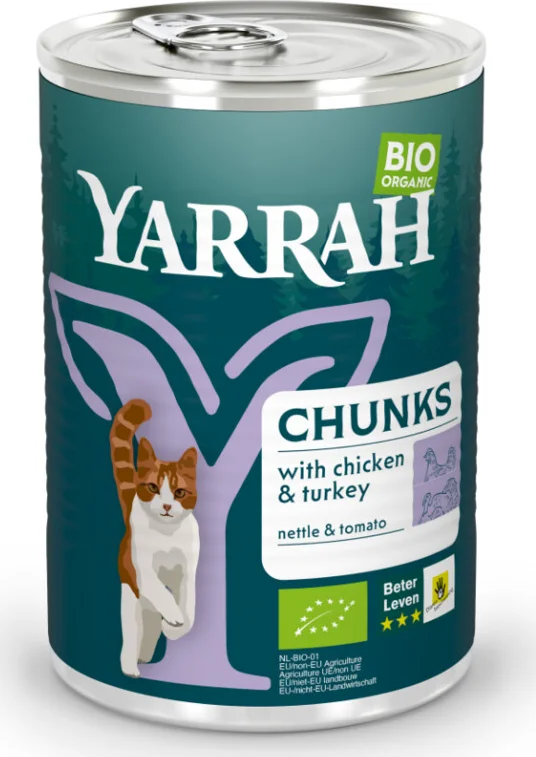 Yarrah Bio Kattenvoer Chunks Kip & Kalkoen 405 gr