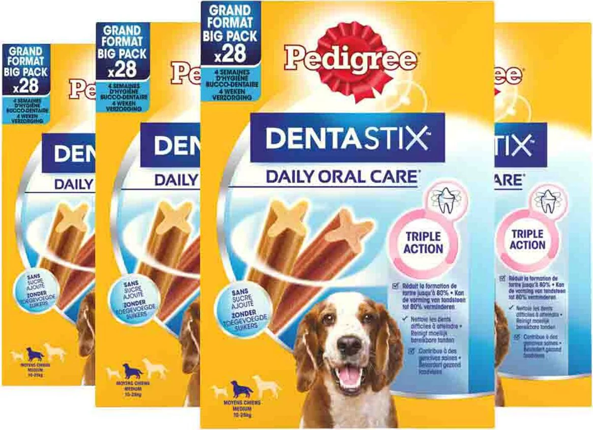 4x Pedigree Dentastix Hondensnacks Medium Multipack 28-pack 720 gr
