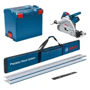 Bosch Professional GKT 55 GCE Invalzaag 165mm + 2x geleiderail 1400W in L-Boxx - 0615990M9B