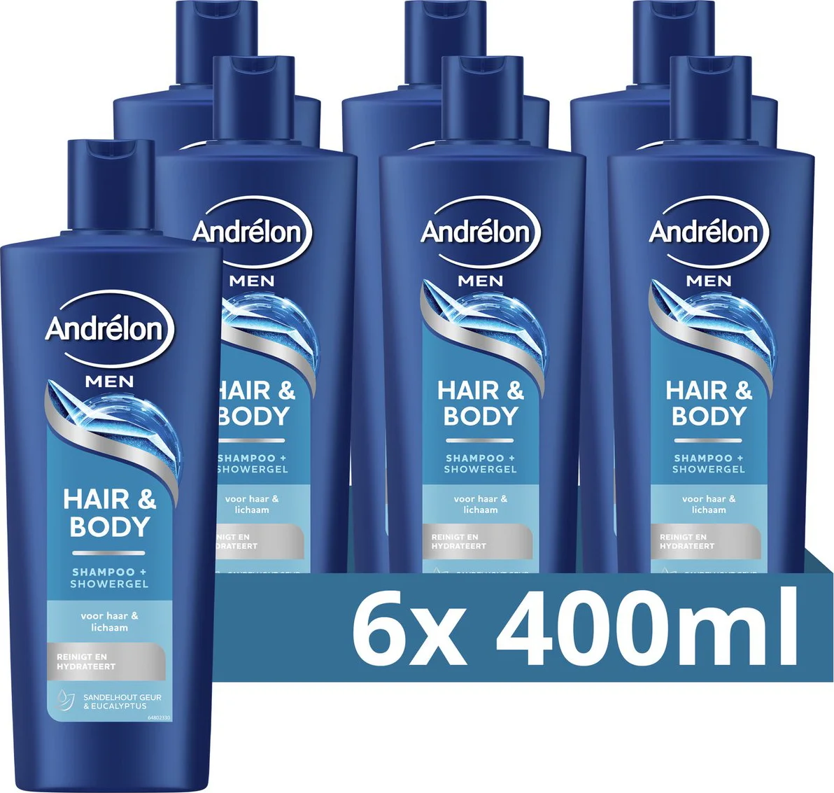 6x Andrélon Shampoo Hair & Body for Men 400 ml