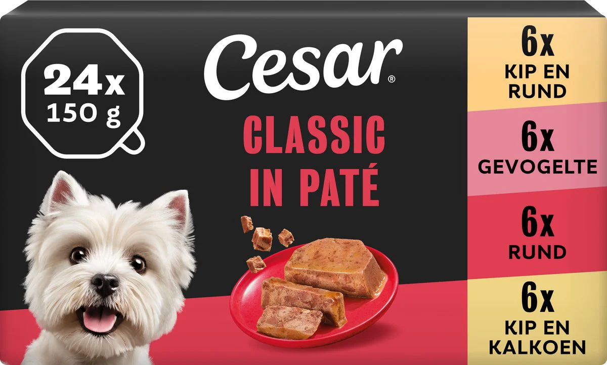 Cesar Alu Hondenvoer Multi-pack Kuipje Classic in Pate 24 x 150 gr