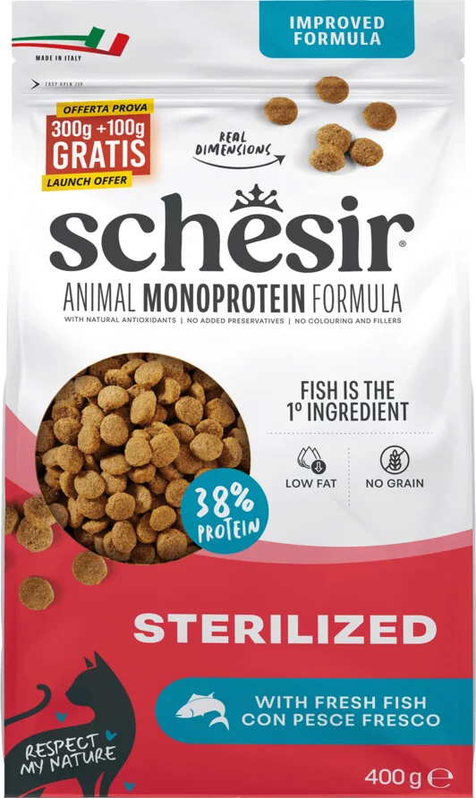 Schesir Monoproteïne Promo Kattenvoer Droog Sterilized Vis 400 gr