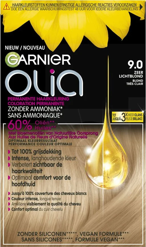 3x Garnier Olia Permanente Crèmekleuring 9.0 Zeer Lichtblond