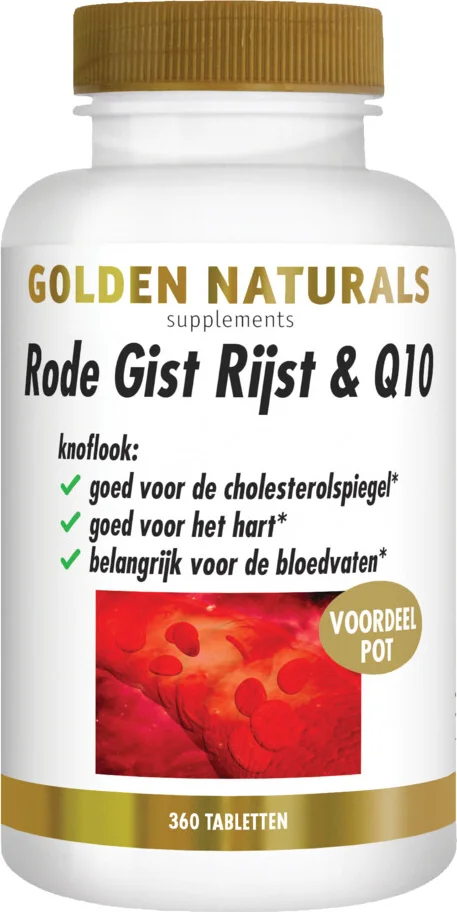 2x Golden Naturals Rode Gist Rijst & Q10 Vegan 360 tabletten