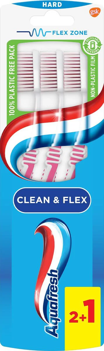 Aquafresh Tandenborstel Clean & Flex Hard 3 stuks
