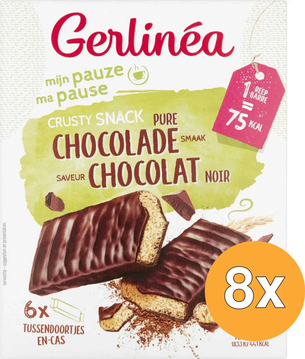 8x Gerlinea Crusty Snack Pure Chocolade 6 x 102 gr