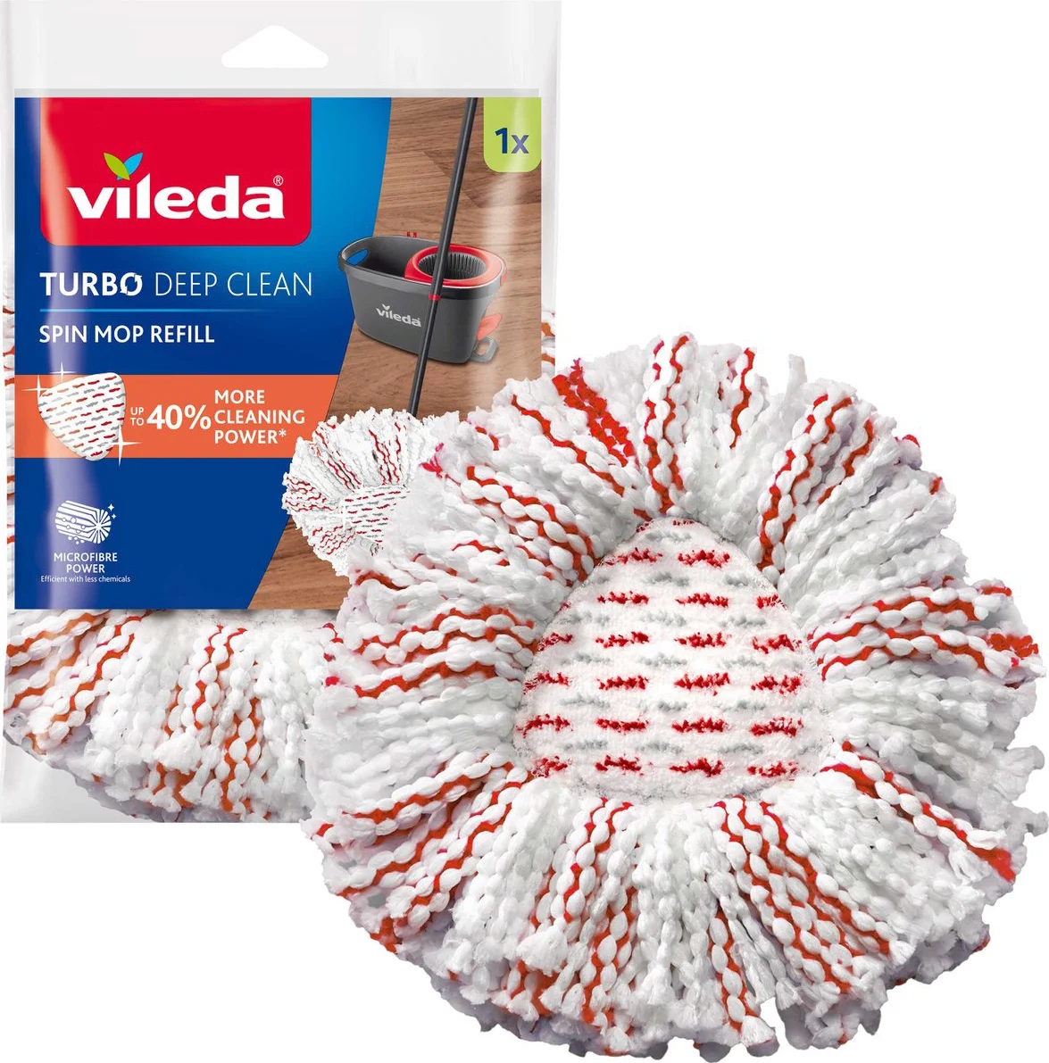 Vileda Turbo 3in1 - Vervanging Wit Rood Blauw