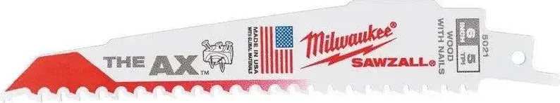 Milwaukee Heavy duty AX reciprozaagbladen voor hout met spijkers AX 150 VE=25 - 48008021