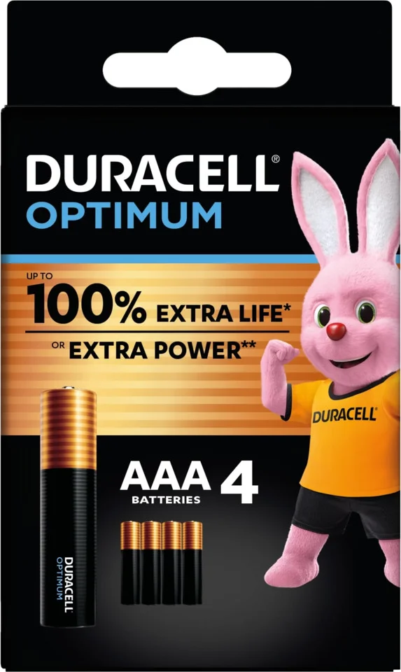 4x Duracell Alkaline Batterijen Optimum AAA 4 stuks