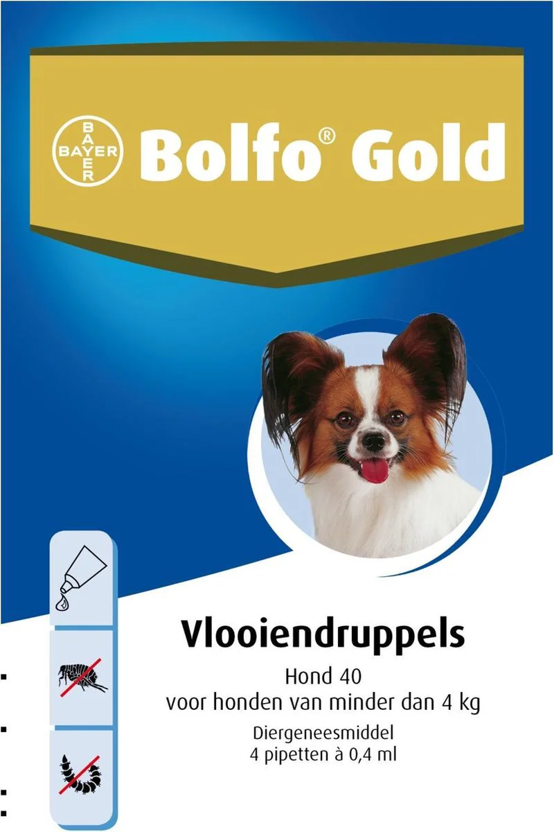 Bolfo Gold Anti Vlooiendruppels Hond Tot 4 kg 4 pipetten