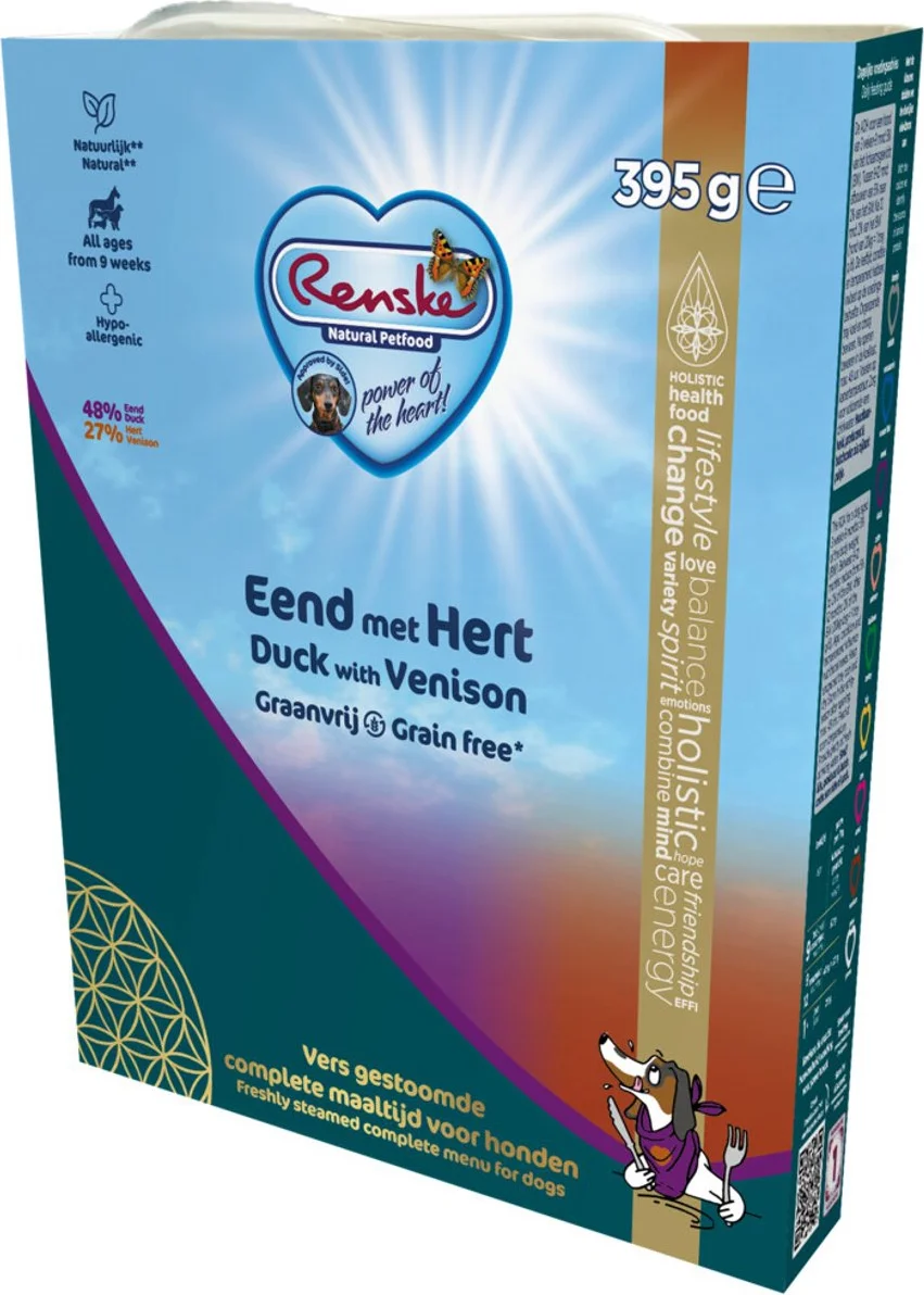 Renske Vers Gestoomd Complete Menu Hondenvoer Nat Eend & Hert Graanvrij 395 gr