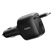 Belkin Power Delivery en Quick Charge Autolader met 2 Usb Poorten en Usb C kabel 75 Watt
