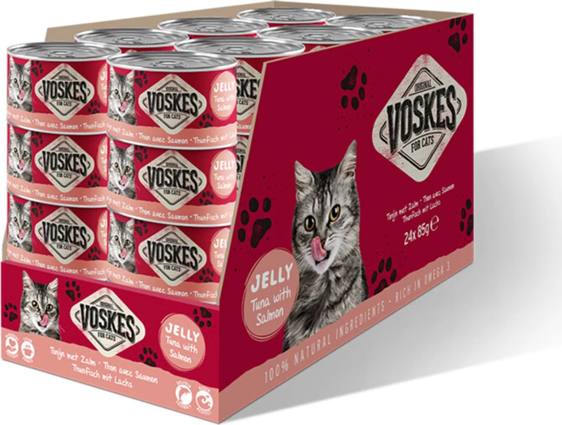 24x Voskes Kattenvoer Nat Tonijn met Zalm 85 gr