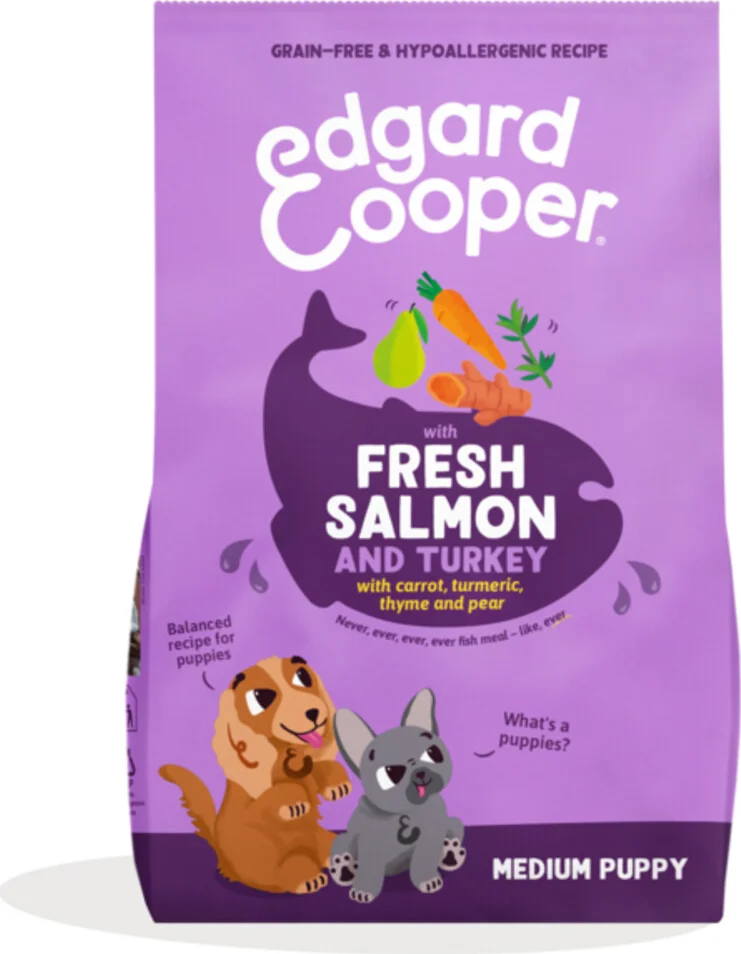 4x Edgard & Cooper Hondenvoer Droog Verse Zalm en Kalkoen Puppy 2,5 kg