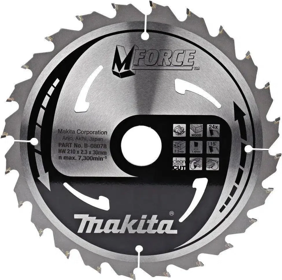 Makita Cirkelzaagblad voor Hout | Mforce | Ø 210mm Asgat 30mm 24T - B-08078
