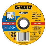 DeWALT DT43902 Doorslijpschijven 125x22.2x1mm. RVS/INOX VE=1