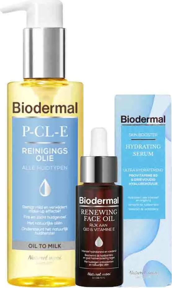 Winter Specialties Met P-CL-E Reinigingsolie + Skin Booster Hydrating Serum + Renewing Face Oil Pakket