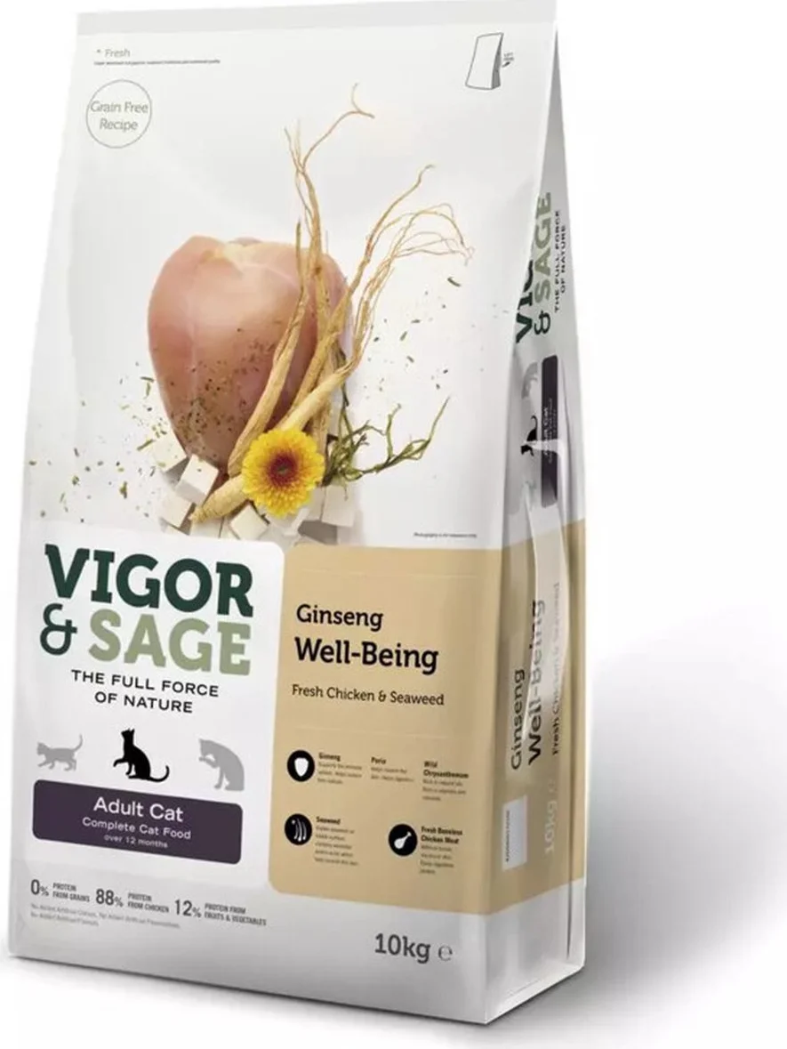 Vigor & Sage Kattenvoer Well-Being Ginseng 10 kg