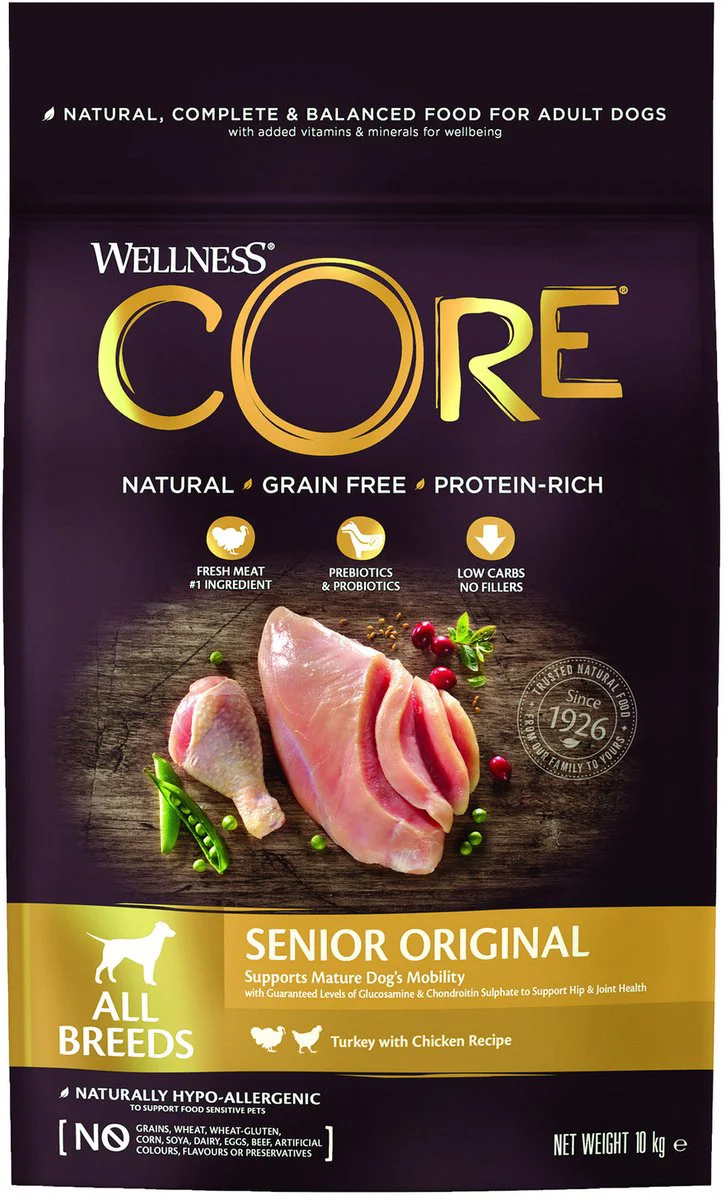 Wellness Core Hondenvoer Senior Kalkoen - Kip 10 kg
