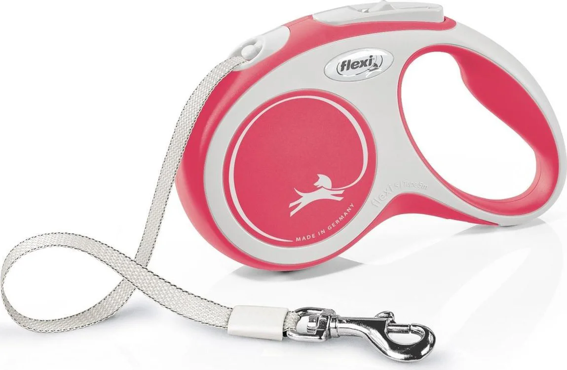 Flexi Rollijn New Comfort Tape S 5 m - Hondenriem - Rood&Lichtgrijs