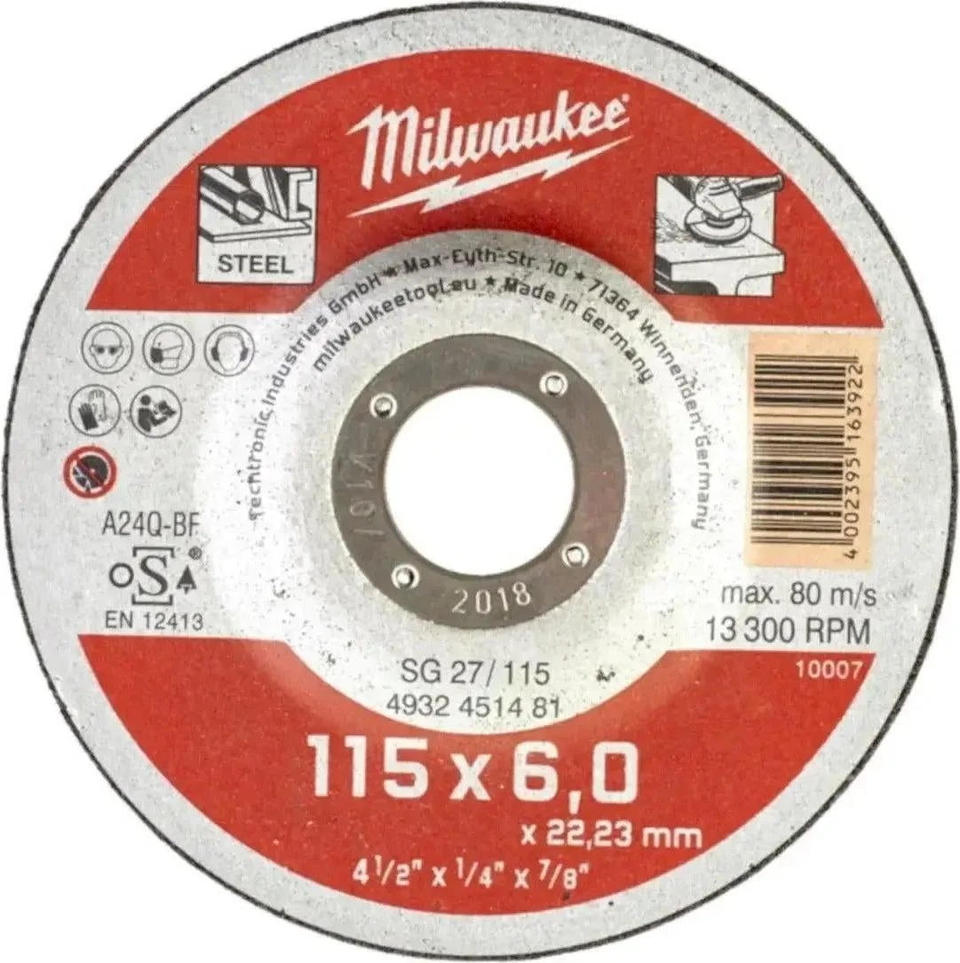 Milwaukee Metaalafbraamschijf SG 27 / 115x6x22 mm Contractor Series - 4932451481
