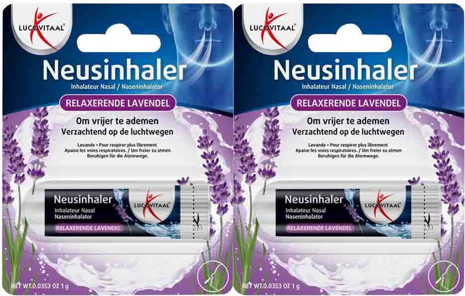 2x Lucovitaal Neusinhaler Vrijer Ademen Relaxerende Lavendel 1 gr