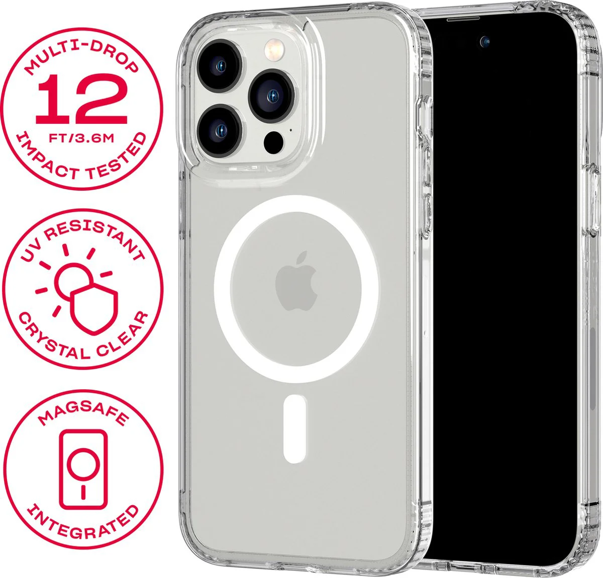 Tech21 Evo Clear - iPhone 14 Pro Max telefoonhoesje - Schokbestendig - MagSafe - 3,6 meter valbestendig
