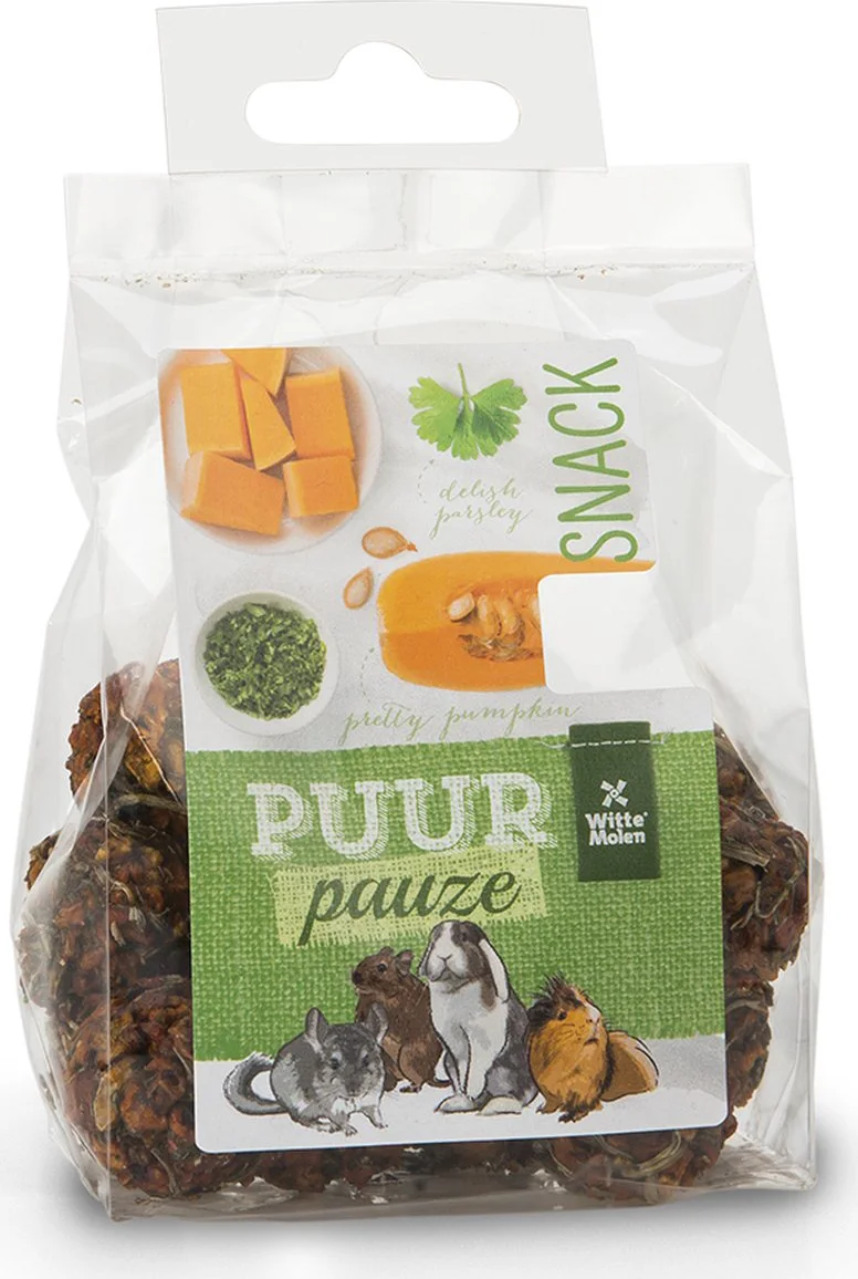 Witte Molen - Knaagdierensnack - Knaagdier - Puur Pauze Groentenbal Peterselie & Pompoen 100gr - Tray - 1st