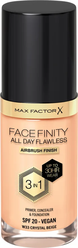 2x Max Factor Facefinity All Day Flawless Foundation W33 Crystal Beige 34 ml