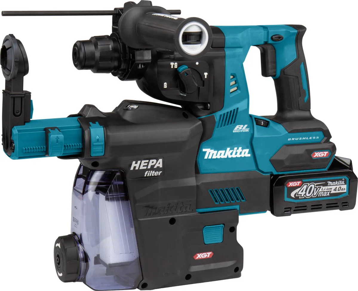 Makita HR003GM202 Accu combihamer SDS-Plus 2,8J + stofafzuiging XGT 40V Max 4.0Ah in Mbox