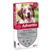 Advantix Spot On 250 Anti Vlooien en Teken Druppels Hond 10 - 25 kg 4 pipetten