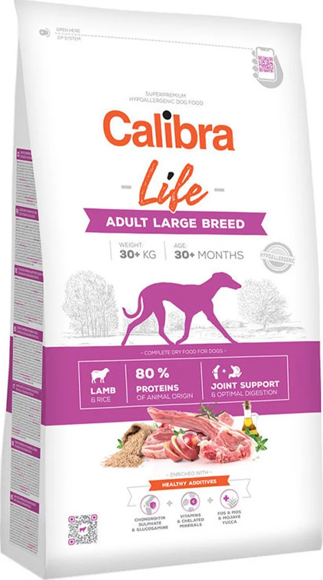 Calibra Life Hypoallergenic Adult Large Hondenvoer Lam & Rijst 12 kg
