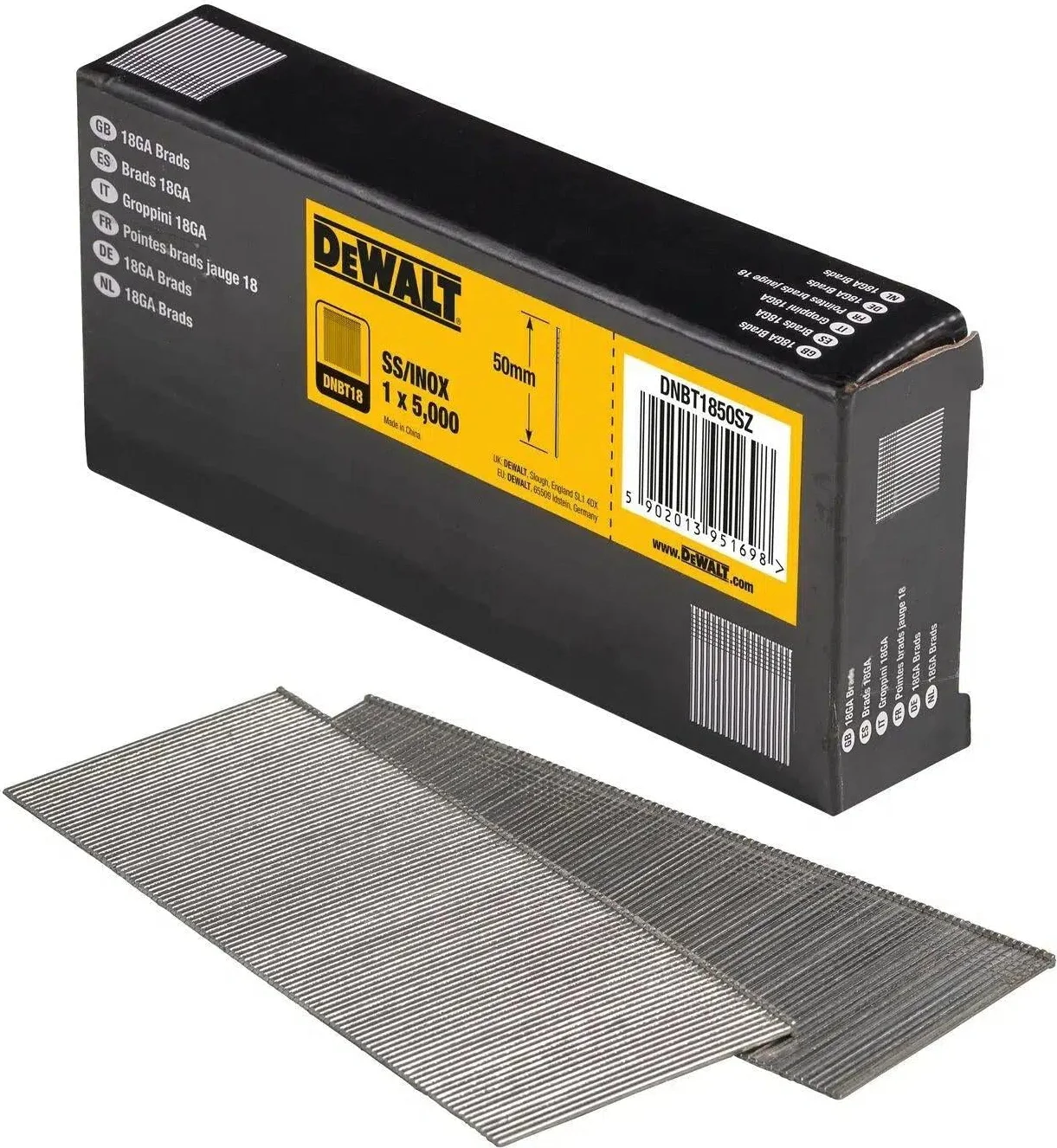 DeWALT DNBT1850SZ 1.25x50mm VE=5000 18 Gauge RVS Spijkers
