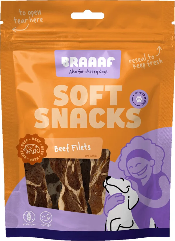 Braaaf Hondensnack Filet Rund Steak met Vis 85 gr
