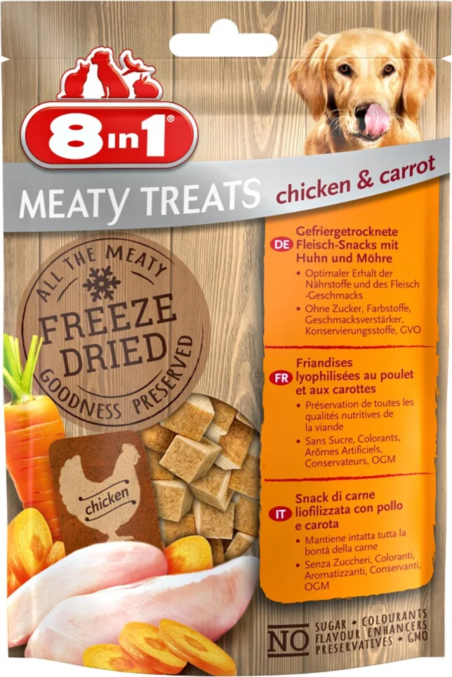 8x 8in1 Meaty Treats Kip en Wortel 50 gr