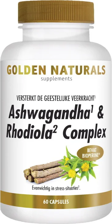 Golden Naturals Ashwagandha & Rhodiola 60 vegacapsules