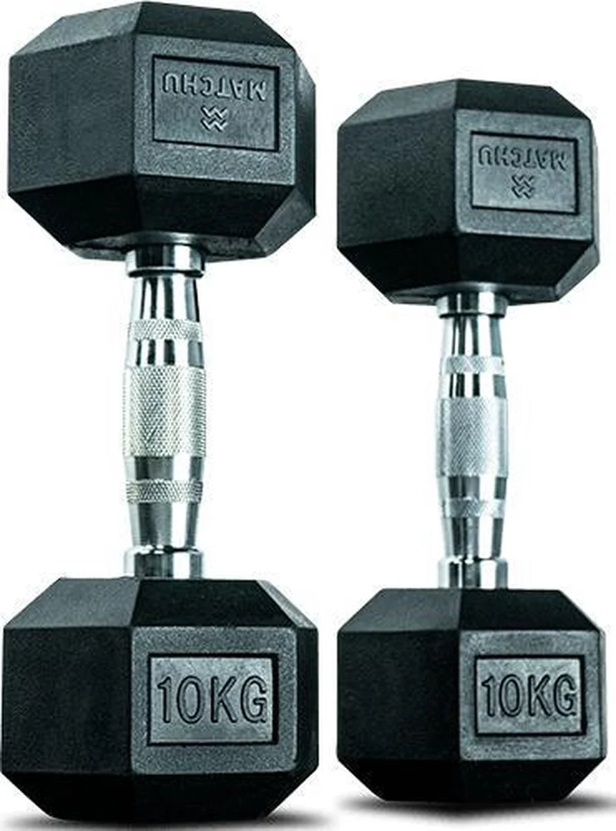 Matchu Sports - Hexa dumbbells - 10KG - Set van 2 - Zwart