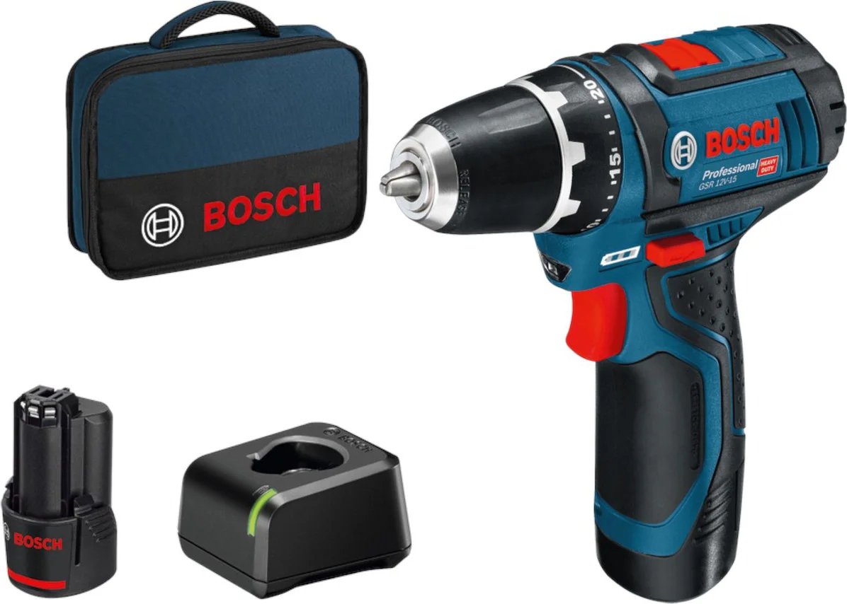 Bosch Professional GSR 12V-15 Accu Schroefboormachine 12V 2.0Ah in Tas - 060186810F