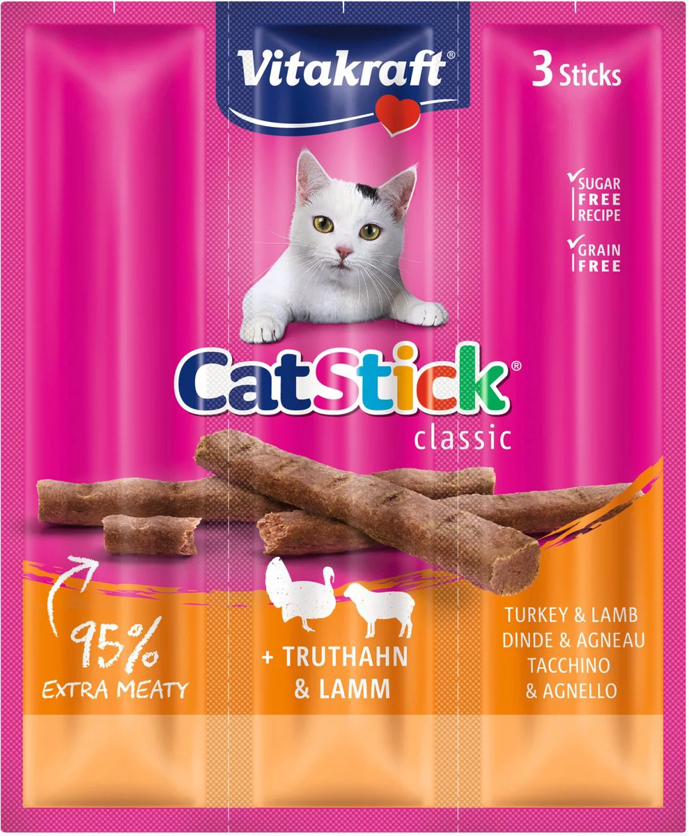 Vitakraft Cat-stick Mini Kalkoen - Lam 3 stuks