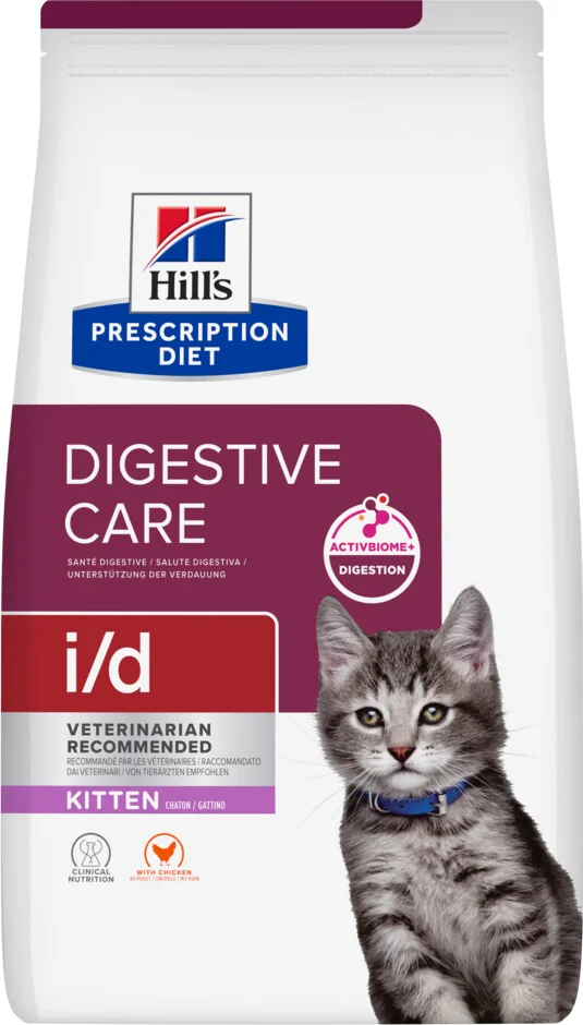 4x Hill's Prescription Diet i/d Digestive Care Kittenvoer Droog Kip 3 kg
